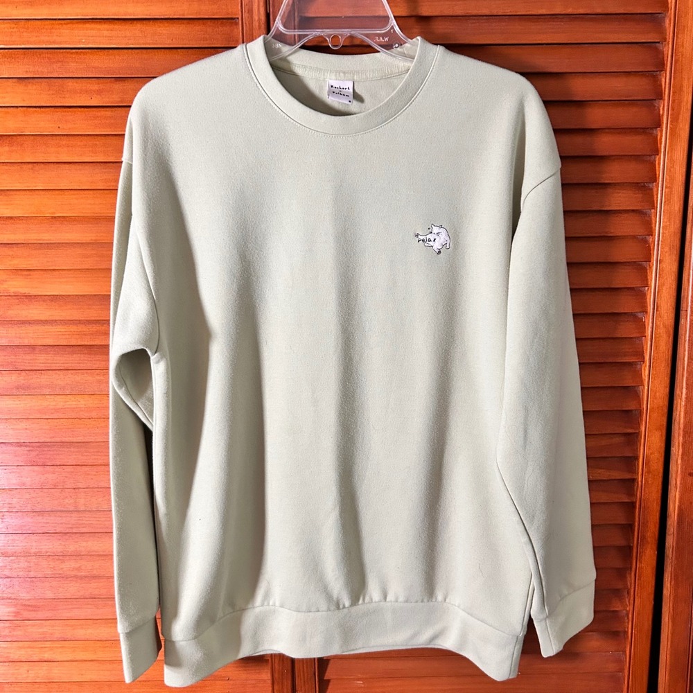 Koshort x Polham Relax Cat Embroidered Crewneck Sweatshirt Sage Green‎ Medium